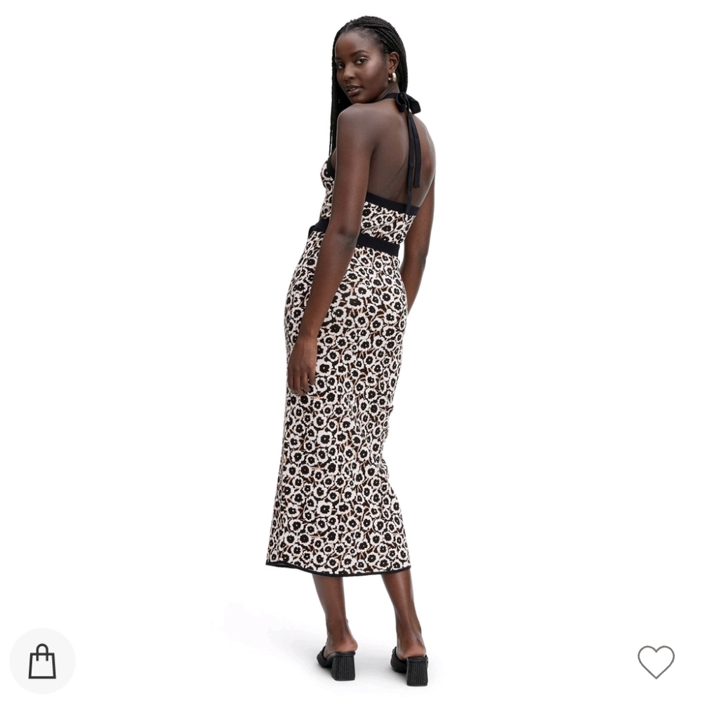 NWT Women's Halter Tie Neck Neutral Poppy Sweaterknit Midi Dress -DVF for Target - Picture 6 of 10
